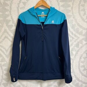 Adidas Climalite Blue Colorblock Brush Fleece Lined 1/2 Zip Pullover Hoodie